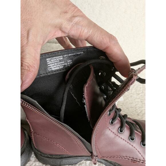 Combat Lug Boots Size 7.5 Military Style Women's Comfort Time & Tru Wine * - Picture 11 of 14